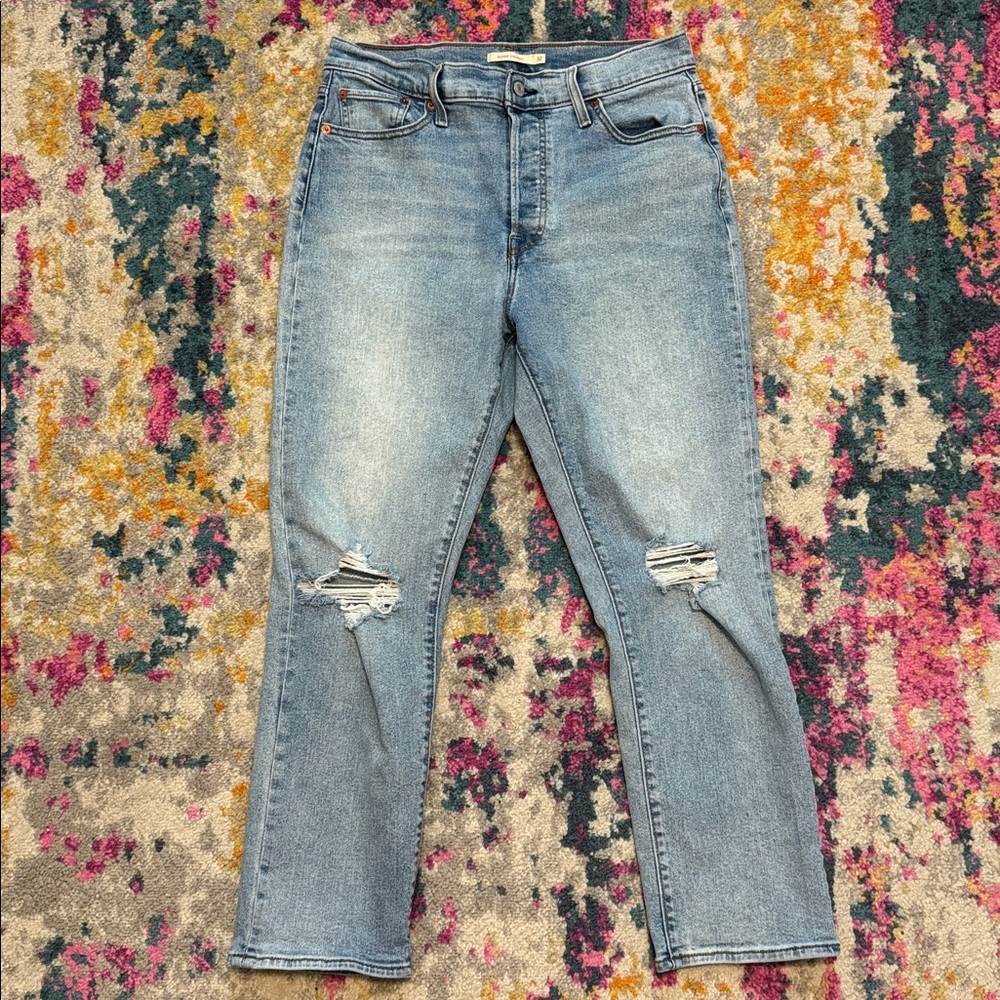 Stonewashed Distressed, Wedgie Straight, Jeans by Levi’s